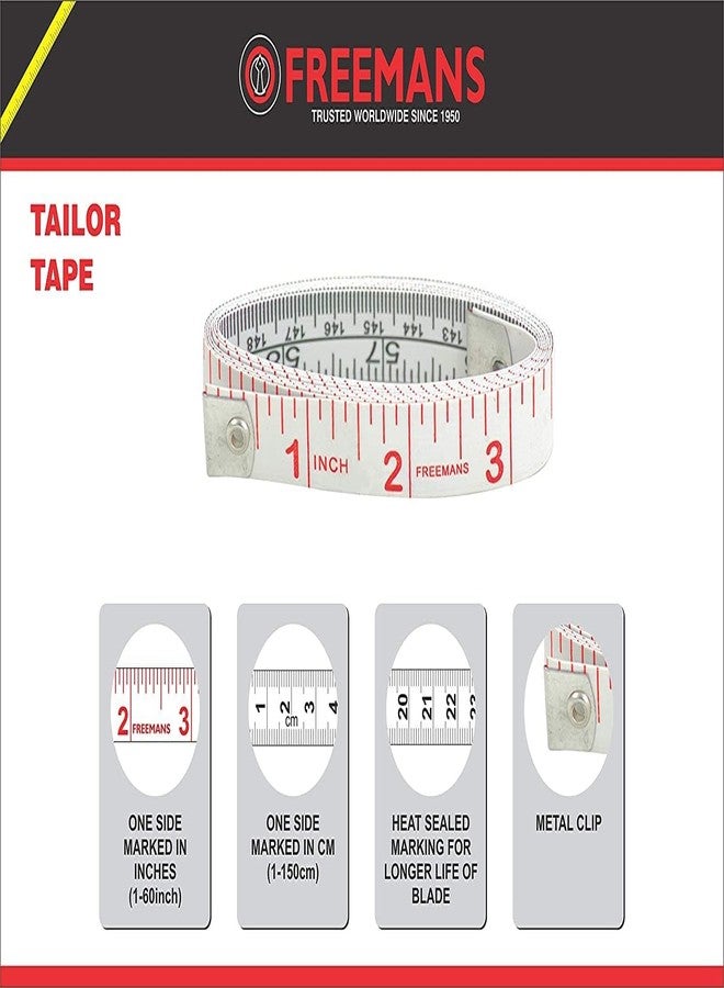 FREEMANS Double-sided Tailor Soft Measurement Tape - 1.5m/60 inches (Pack of 1) - Image 4